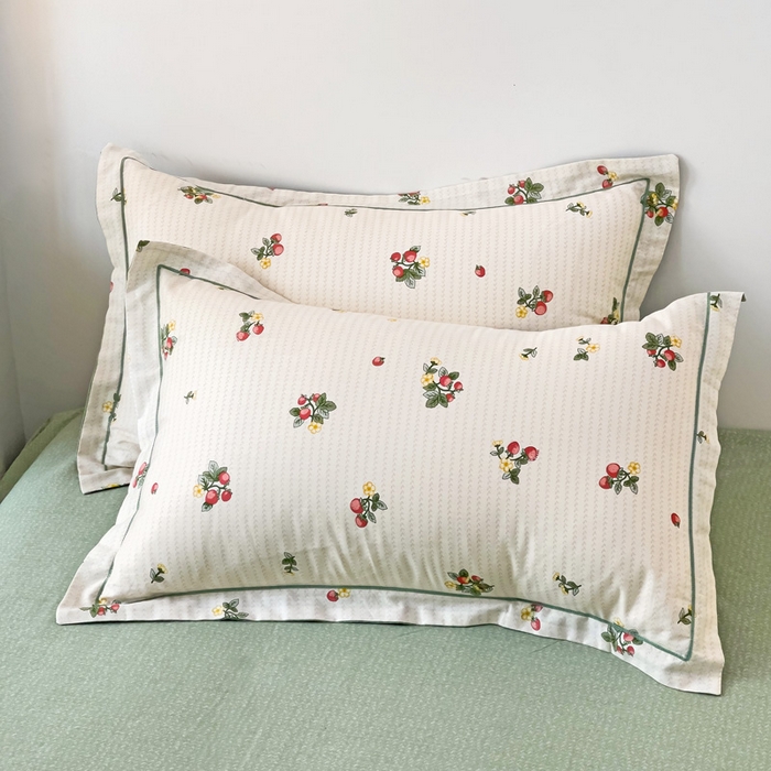 91家纺网 家纺一手货源 找家纺 云锦家居 2024新款13070纯棉印花吊边款一字绣四件套 盛夏果实