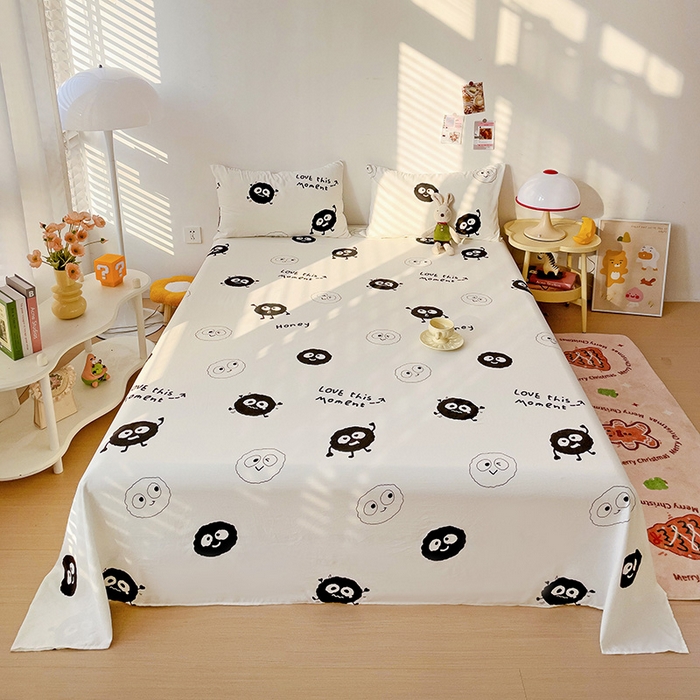 91家纺网 家纺一手货源 找家纺 纽缦家纺 2024水洗双层纱床单 小黑球