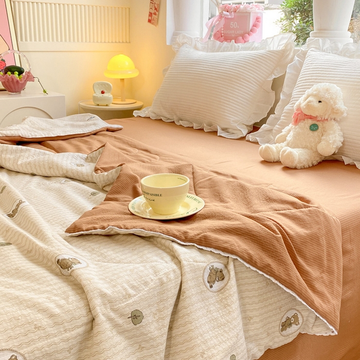 91家纺网 家纺一手货源 找家纺 慕澄家纺 2024新款时尚印花泡泡棉花边夏被夏凉被空调被 夏被-萝莉