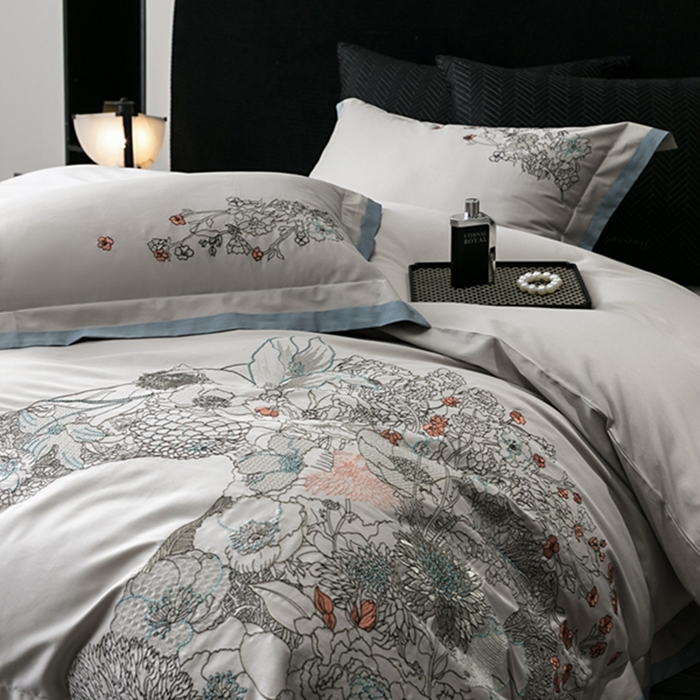 91家纺网 家纺一手货源 找家纺 （总）云胡 2024新款50s双股长绒棉 精工刺绣 宽边工艺四件套