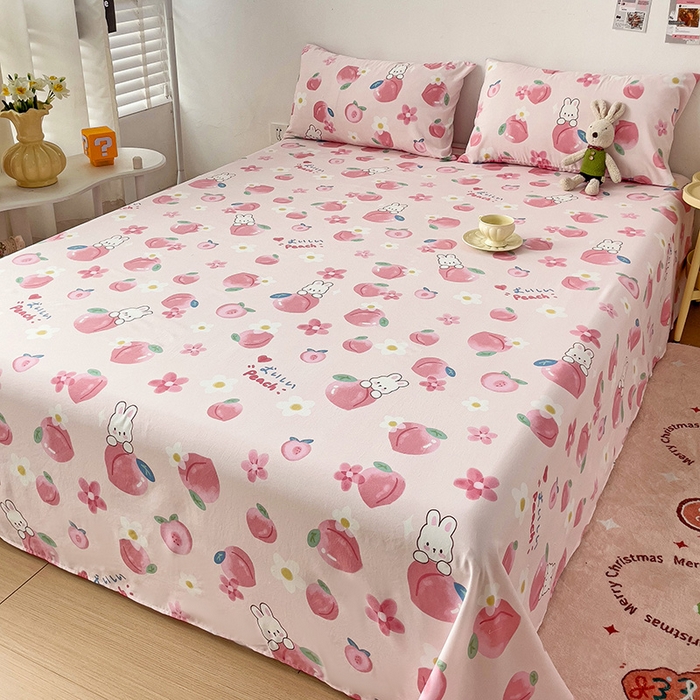 91家纺网 家纺一手货源 找家纺 纽缦家纺 2024水洗双层纱床单 桃你喜欢