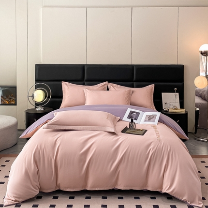 91家纺网 家纺一手货源 找家纺 N先生2024新款水洗磨毛四件套-露娜系列 粉