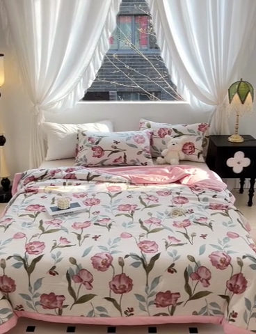 91家纺网 家纺一手货源 找家纺 星巴K家纺 2024新款小清新柔软泡泡棉夏凉被被子空调被夏被 花海