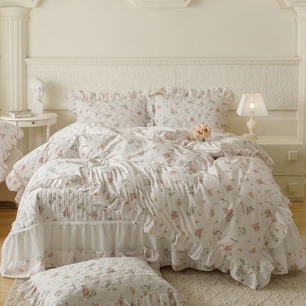 91家纺网 家纺一手货源 找家纺 （总）菊上家纺 2024新款欧根纱床盖四件套