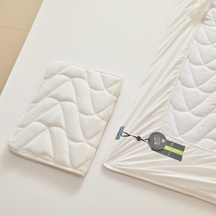 91家纺网 家纺一手货源 找家纺 3C 2024新款全棉双层纱大豆床笠 月白