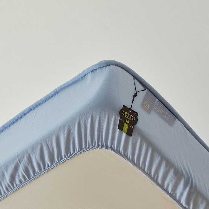 91家纺网 家纺一手货源 找家纺 3C 2024新款全棉双层纱大豆床笠 氧气蓝