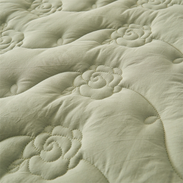 91家纺网 家纺一手货源 找家纺 3C 2024新款全棉水洗棉大豆夹棉床裙式床笠 抹茶绿