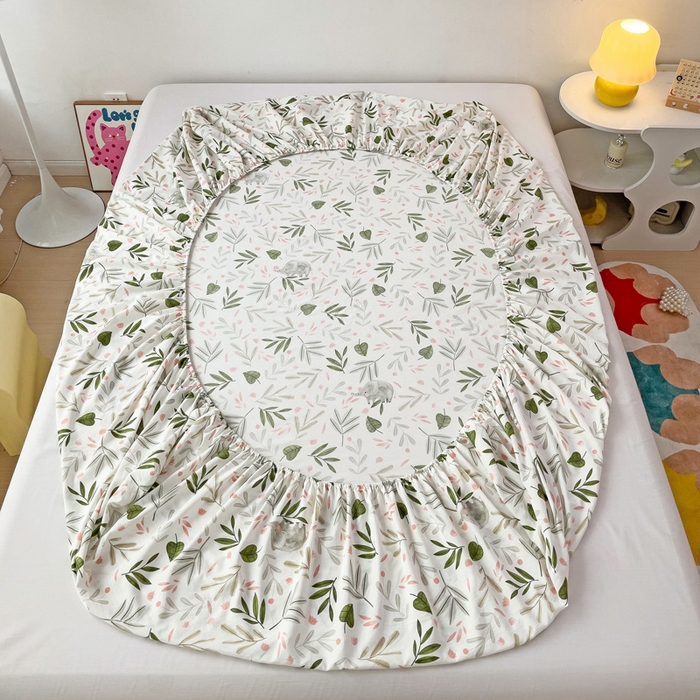 91家纺网 家纺一手货源 找家纺 纽缦家纺 2024水洗双层纱单床笠 香草薄荷