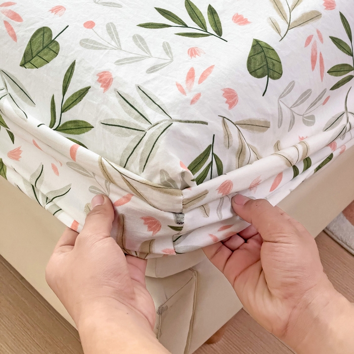 91家纺网 家纺一手货源 找家纺 纽缦家纺 2024水洗双层纱单床笠 香草薄荷