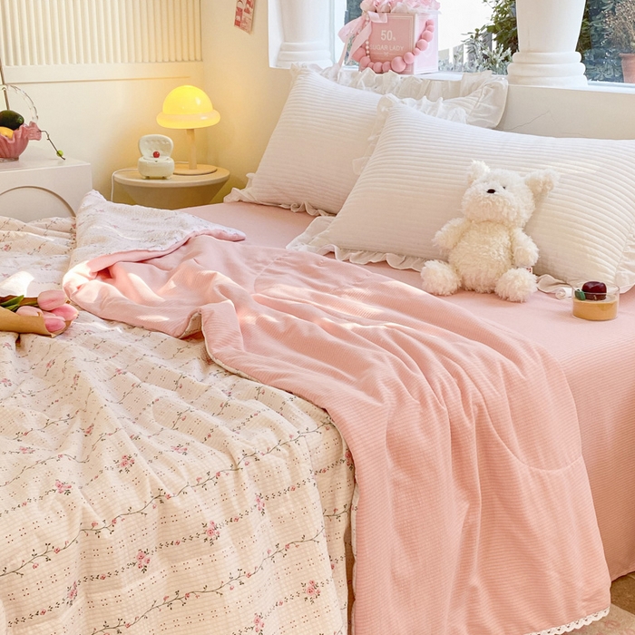 91家纺网 家纺一手货源 找家纺 慕澄家纺 2024新款时尚印花泡泡棉花边夏被夏凉被空调被 夏被-沐歌