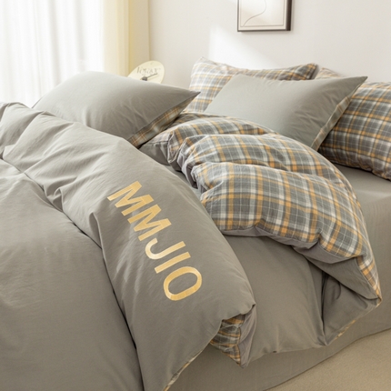 91家纺网 家纺一手货源 找家纺 寐眠 2024新款全棉水洗棉刺绣四件套 椰蓉奶棕