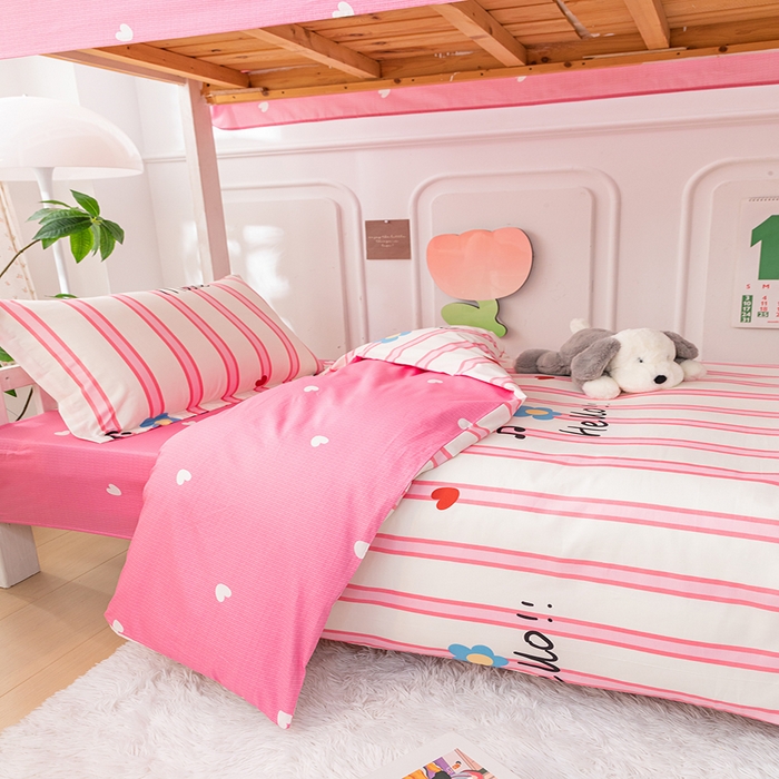 91家纺网 家纺一手货源 找家纺 纯棉印花13070学生三件套寝室全棉宿舍床套件上下铺床品 幽香醉人