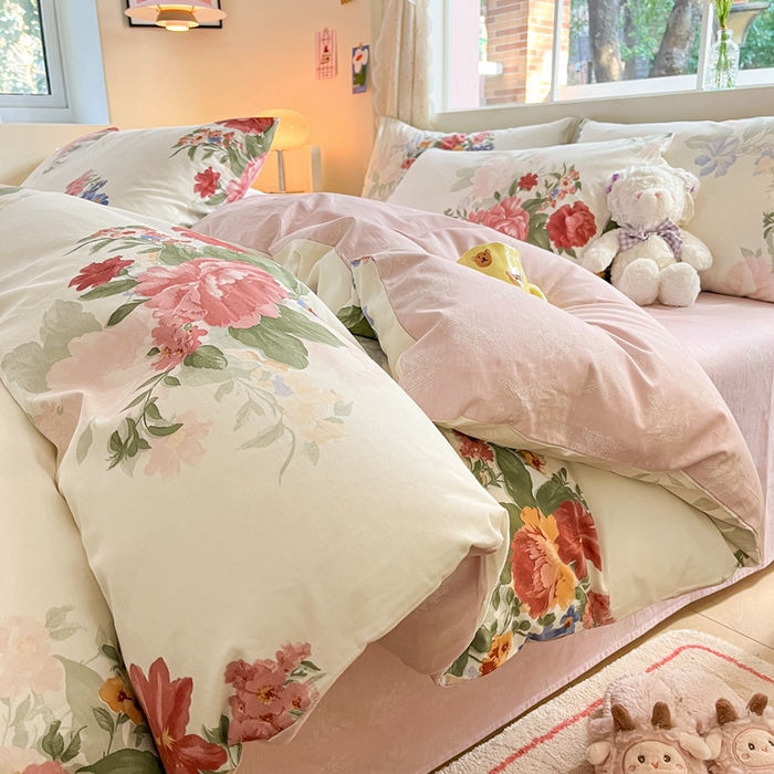 91家纺网 家纺一手货源 找家纺 川悦生活 2024爆款13372全棉卡通小清新四件套三件套 莫加物语