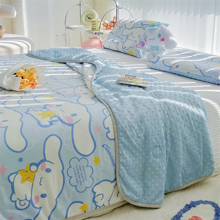 91家纺网 家纺一手货源 找家纺 米米儿家纺 2024新款A类针织棉凉豆豆夏被夏凉被空调被-三丽鸥系列 星星-玉桂狗