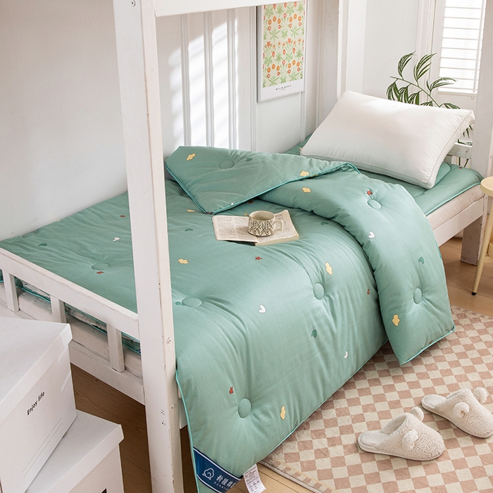 91家纺网 家纺一手货源 找家纺 学生宿舍纯棉面料0.9米1米床新疆长绒棉棉花被学生寝室全棉床垫 水绿色