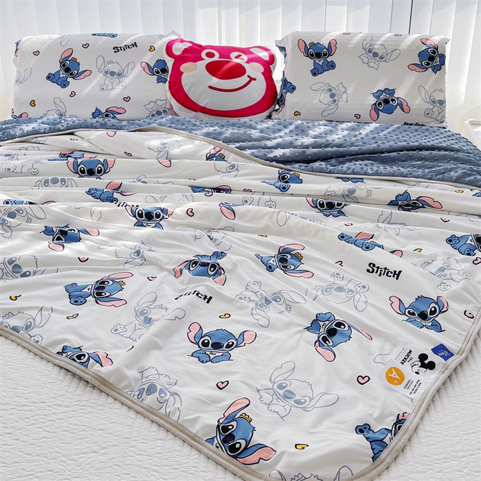 91家纺网 家纺一手货源 找家纺 2024新款A类针织棉凉豆豆夏被夏凉被空调被-迪士尼系列 史迪仔