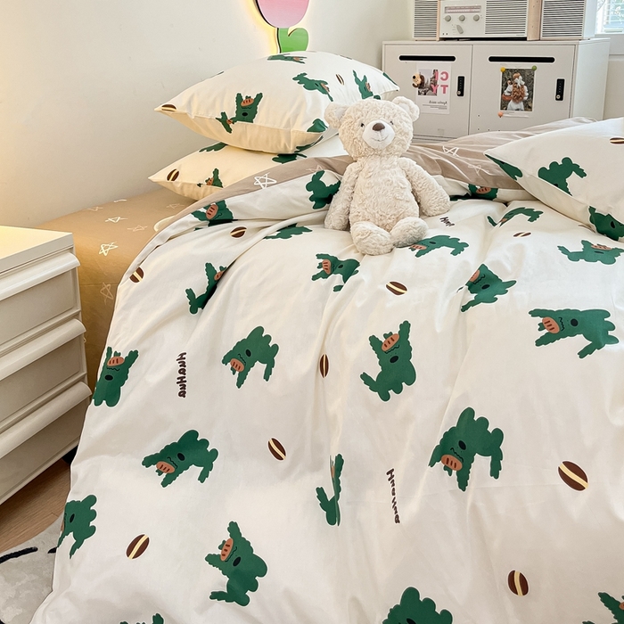 91家纺网 家纺一手货源 找家纺 川悦生活 2024爆款13372全棉卡通小清新四件套三件套 韩国小狗