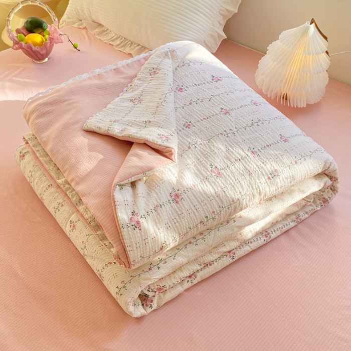 91家纺网 家纺一手货源 找家纺 慕澄家纺 2024新款时尚印花泡泡棉花边夏被夏凉被空调被 夏被-沐歌