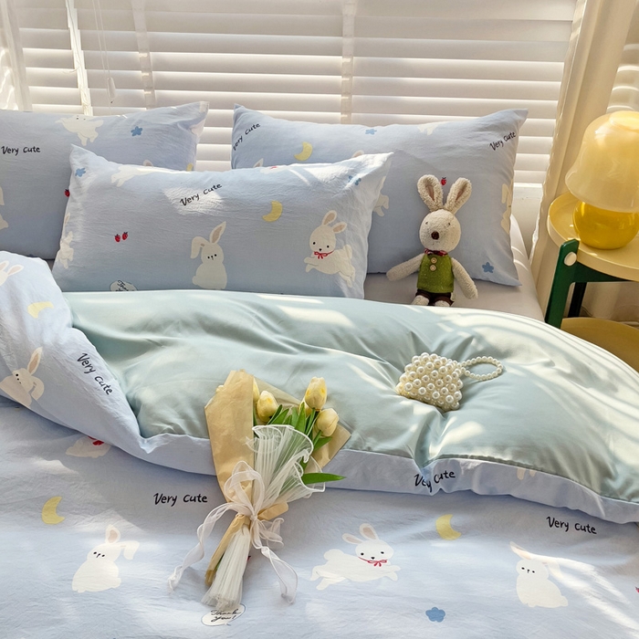 91家纺网 家纺一手货源 找家纺 纽缦家纺 2024水洗双层纱被套 嗨皮兔