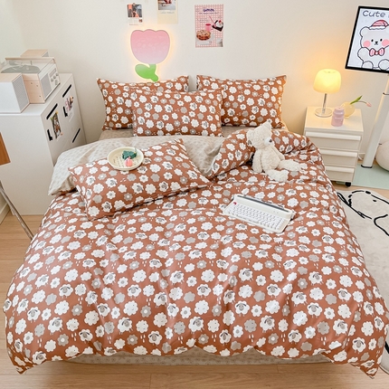 91家纺网 家纺一手货源 找家纺 （总）川悦生活 2024爆款13372纯棉全棉卡通小清新四件套学生宿舍三件套