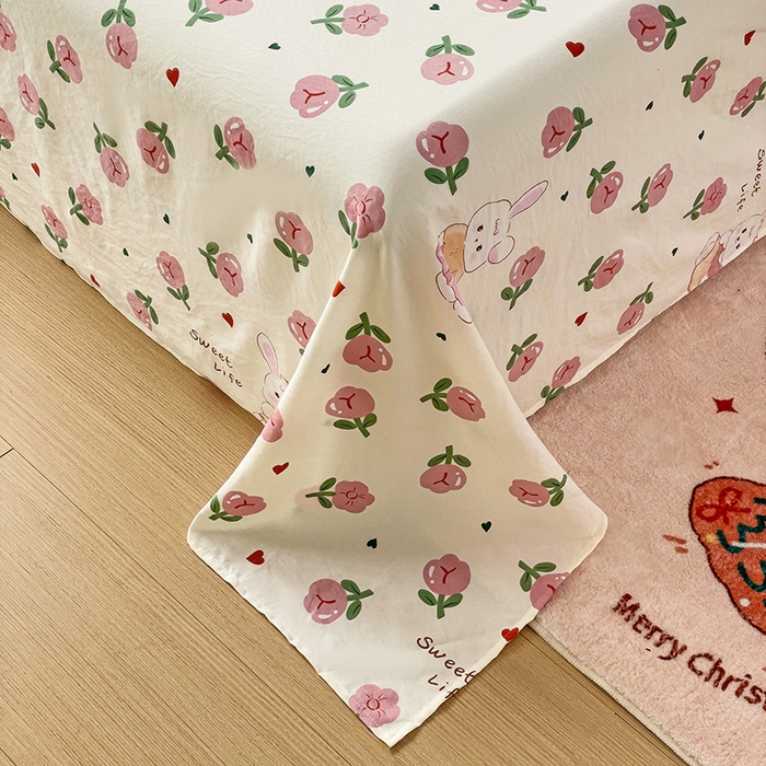 91家纺网 家纺一手货源 找家纺 纽缦家纺 2024水洗双层纱床单 曼塔玫瑰