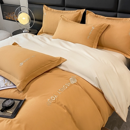 N先生2024新款水洗磨毛四件套-露娜系列 橘