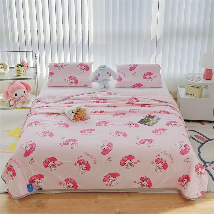 91家纺网 家纺一手货源 找家纺 米米儿家纺 2024新款A类针织棉凉豆豆夏被夏凉被空调被-三丽鸥系列 欢乐美乐蒂