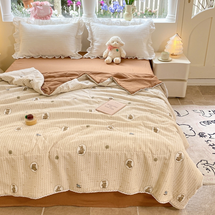 91家纺网 家纺一手货源 找家纺 慕澄家纺 2024新款时尚印花泡泡棉花边夏被夏凉被空调被 夏被-萝莉