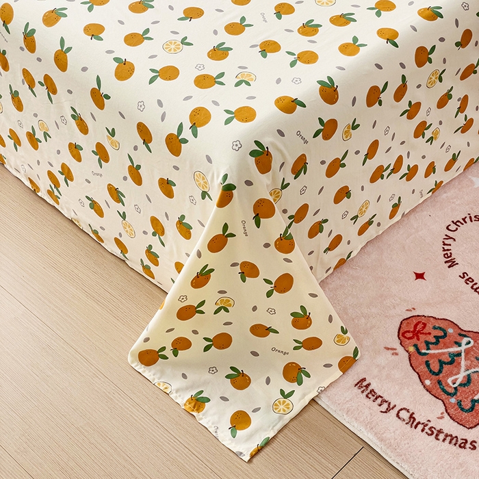 91家纺网 家纺一手货源 找家纺 纽缦家纺 2024水洗双层纱床单 小橘子