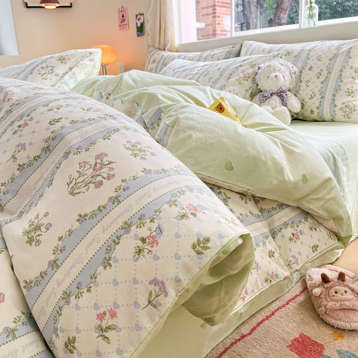 91家纺网 家纺一手货源 找家纺 川悦生活 2024爆款13372全棉卡通小清新四件套三件套 春物