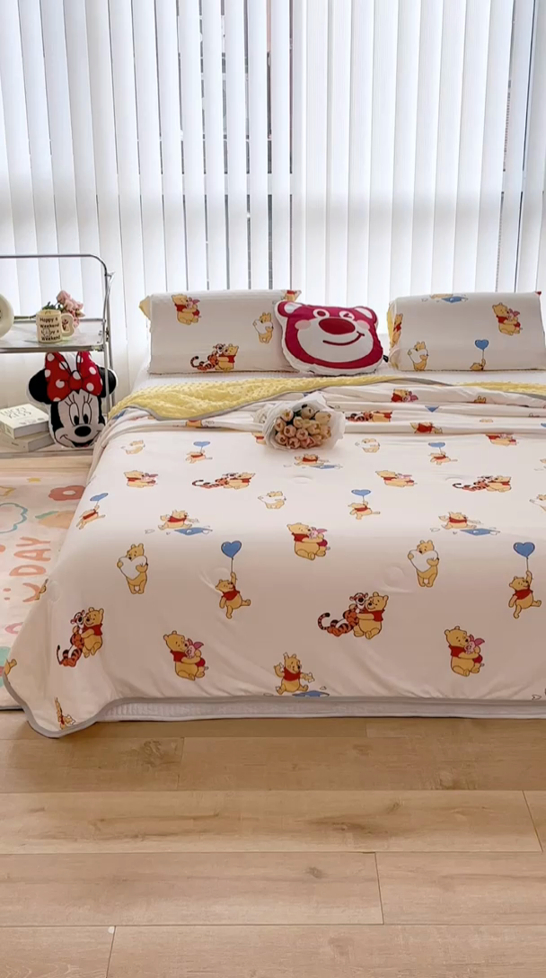 91家纺网 家纺一手货源 找家纺 2024新款A类针织棉凉豆豆夏被夏凉被空调被-迪士尼系列 维尼伙伴