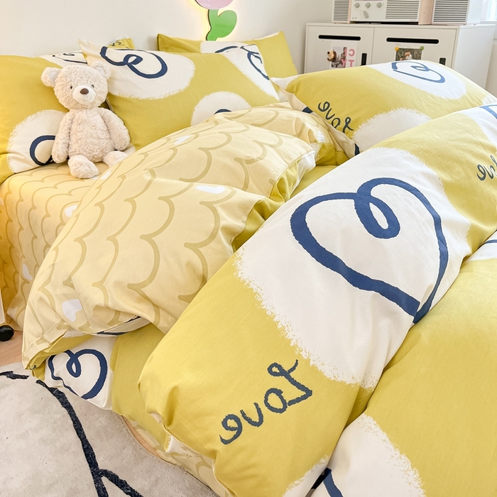 91家纺网 家纺一手货源 找家纺 川悦生活 2024爆款13372全棉卡通小清新四件套三件套 哒哒