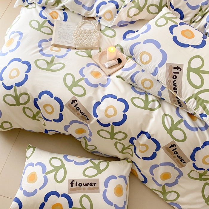 91家纺网 家纺一手货源 找家纺 川悦生活 2024爆款13372全棉卡通小清新四件套三件套 三桑