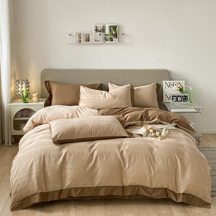 91家纺网 家纺一手货源 找家纺 （总）启程家纺 2024新款A类全棉华夫格提花四件套-宽边系列