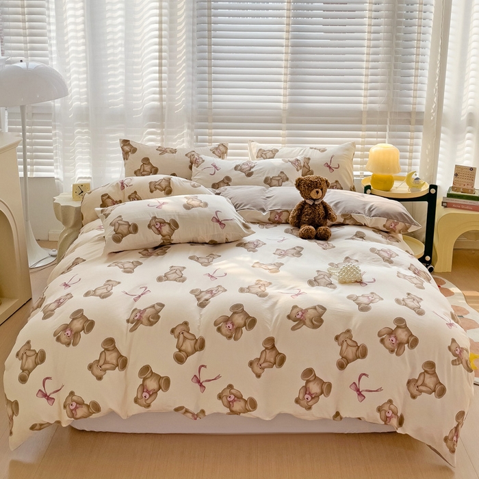 91家纺网 家纺一手货源 找家纺 纽缦家纺 2024水洗双层纱被套 童话小熊