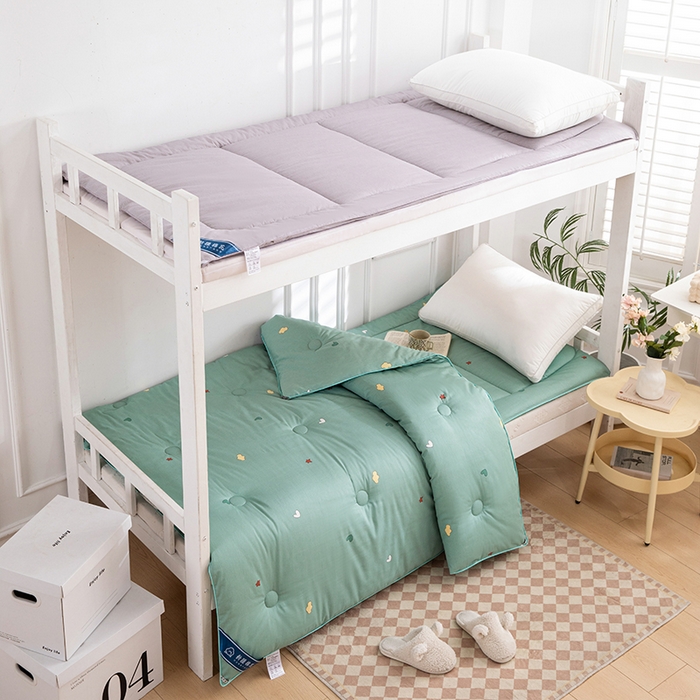 91家纺网 家纺一手货源 找家纺 学生宿舍纯棉面料0.9米1米床新疆长绒棉棉花被学生寝室全棉床垫 水绿色