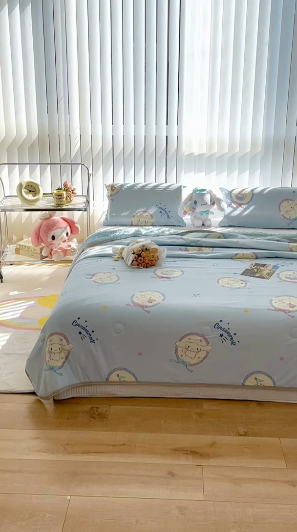 91家纺网 家纺一手货源 找家纺 米米儿家纺 2024新款A类针织棉凉豆豆夏被夏凉被空调被-三丽鸥系列 镜子-玉桂狗