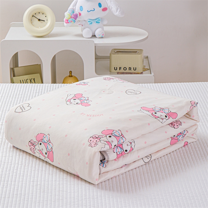 91家纺网 家纺一手货源 找家纺 米米儿家纺 2024新款A类针织棉凉豆豆夏被夏凉被空调被-三丽鸥系列 樱桃美乐蒂