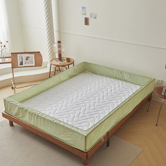 91家纺网 家纺一手货源 找家纺 3C 2024新款全棉双层纱大豆床笠 抹茶绿