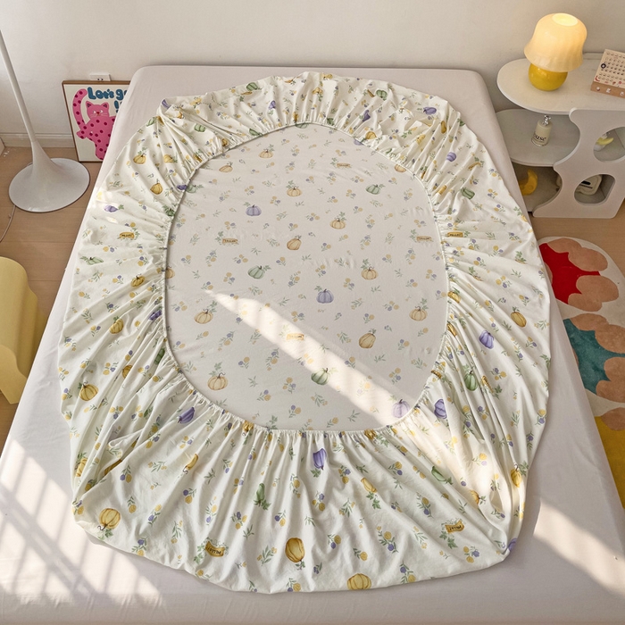 91家纺网 家纺一手货源 找家纺 纽缦家纺 2024水洗双层纱单床笠 小南瓜