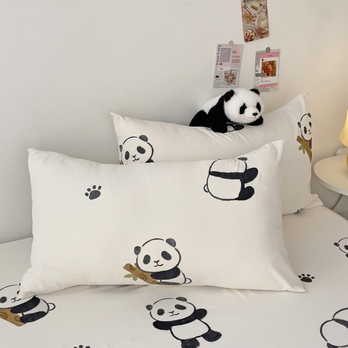 91家纺网 家纺一手货源 找家纺 纽缦家纺 2024水洗双层纱单床笠 小熊猫