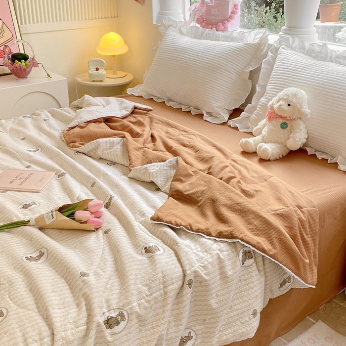 91家纺网 家纺一手货源 找家纺 慕澄家纺 2024新款时尚印花泡泡棉花边夏被夏凉被空调被 夏被-萝莉