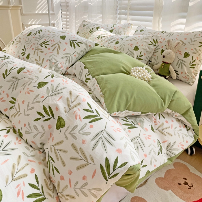 91家纺网 家纺一手货源 找家纺 纽缦家纺 2024水洗双层纱被套 香草薄荷