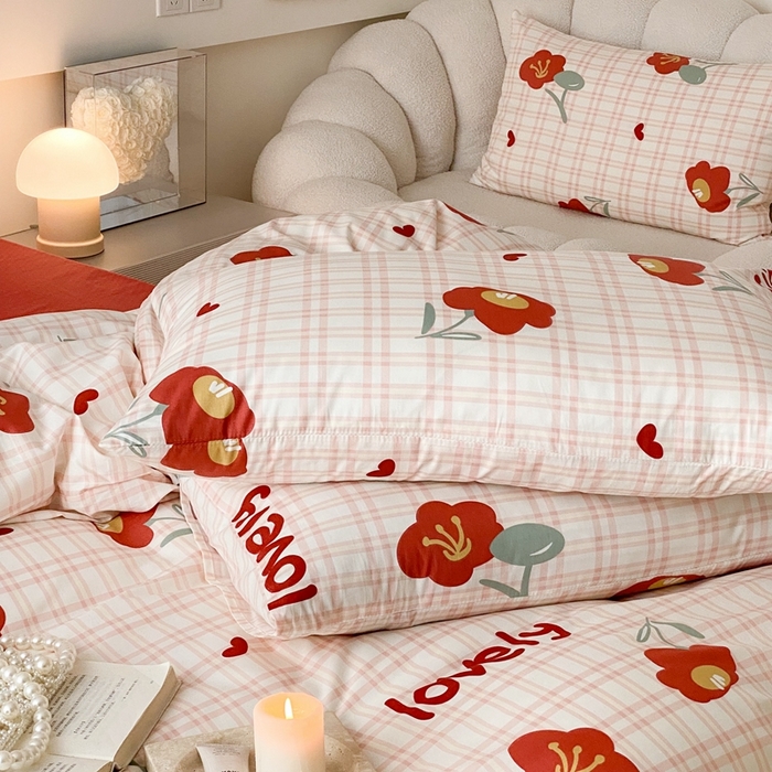 91家纺网 家纺一手货源 找家纺 川悦生活 2024爆款13372全棉卡通小清新四件套三件套 芭莉娜