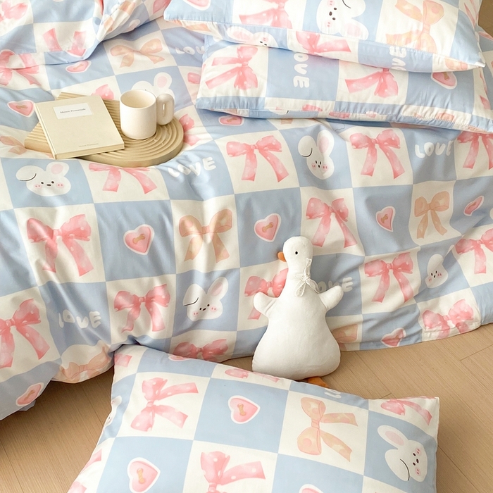 91家纺网 家纺一手货源 找家纺 川悦生活 2024爆款13372全棉卡通小清新四件套三件套 弗德列