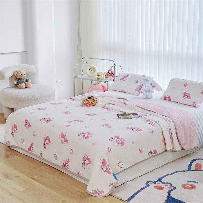 91家纺网 家纺一手货源 找家纺 米米儿家纺 2024新款A类针织棉凉豆豆夏被夏凉被空调被-三丽鸥系列 樱桃美乐蒂