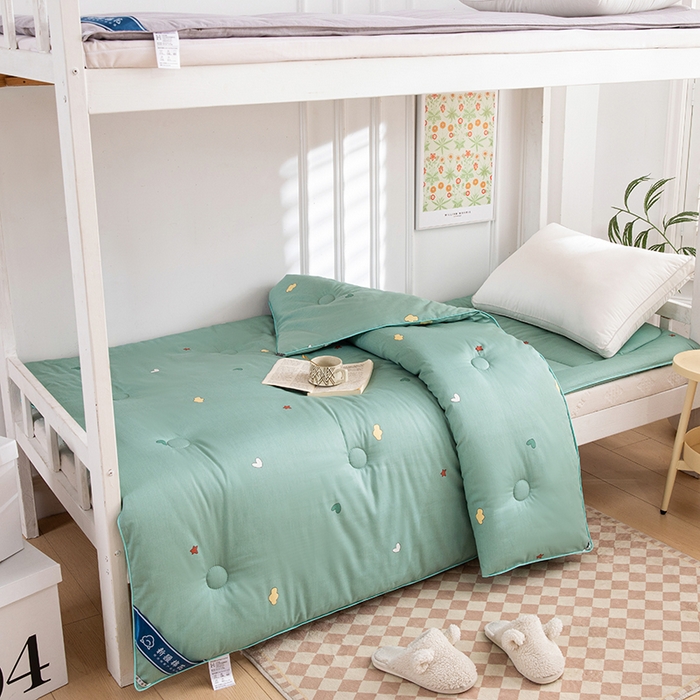 91家纺网 家纺一手货源 找家纺 学生宿舍纯棉面料0.9米1米床新疆长绒棉棉花被学生寝室全棉床垫 水绿色