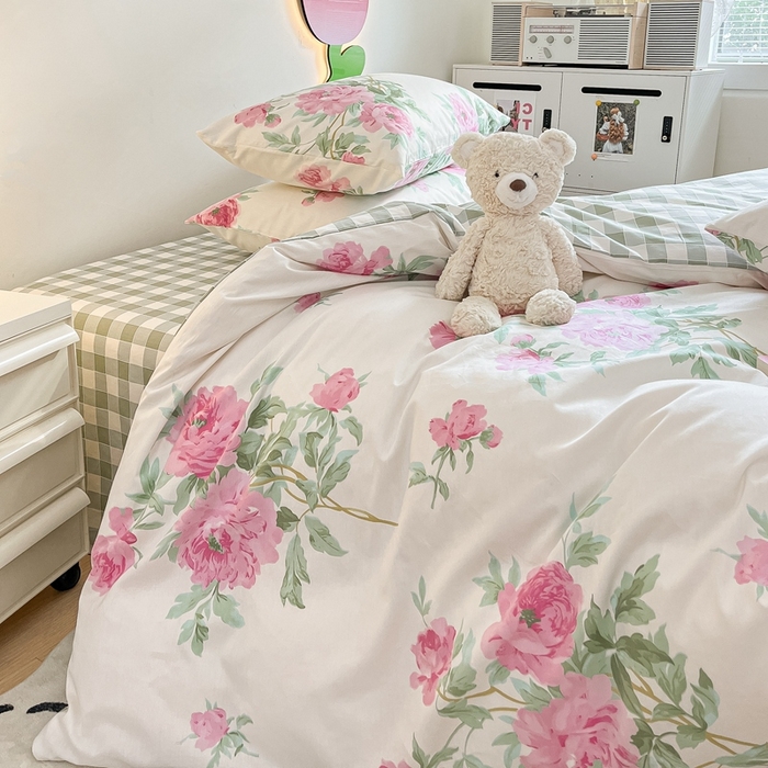 91家纺网 家纺一手货源 找家纺 川悦生活 2024爆款13372全棉卡通小清新四件套三件套 阿加莎