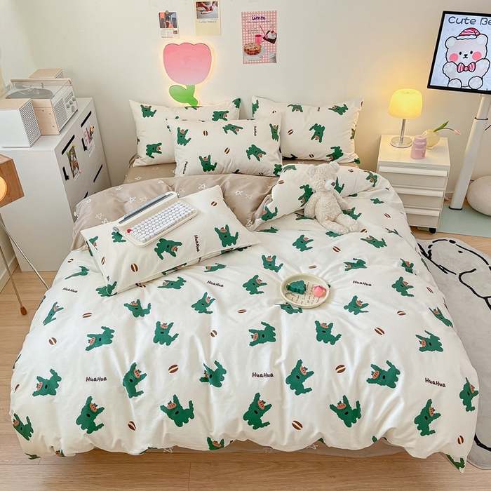 91家纺网 家纺一手货源 找家纺 川悦生活 2024爆款13372全棉卡通小清新四件套三件套 韩国小狗