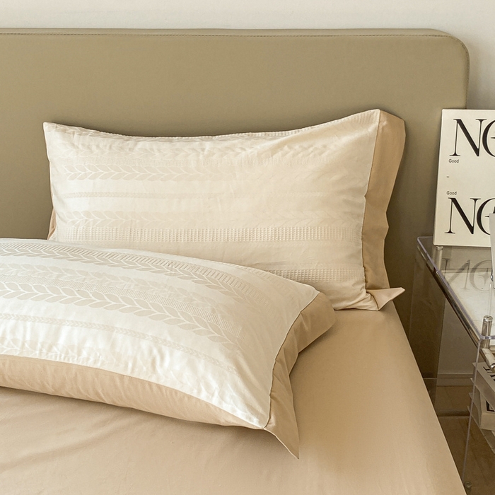 91家纺网 家纺一手货源 找家纺 启程家纺 2024新款全棉华夫格提花四件套 小豆芽-白咖